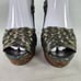 MIU MIU Women's Nappa platform wood Heels sandals US 7 Metallic Bronze Slingback