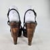 MIU MIU Women's Nappa platform wood Heels sandals US 7 Metallic Bronze Slingback