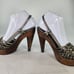 MIU MIU Women's Nappa platform wood Heels sandals US 7 Metallic Bronze Slingback