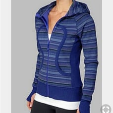 Lululemon Womens Poncho Stripe Scuba Hoodie Wish Blue Stretch Panels Jacket Sz 2