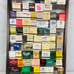 Vintage Wooden Hanging Matchbook Display Rack Holder w/Matchbooks 23”x 15” Slats