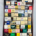 Vintage Wooden Hanging Matchbook Display Rack Holder w/Matchbooks 23”x 15” Slats