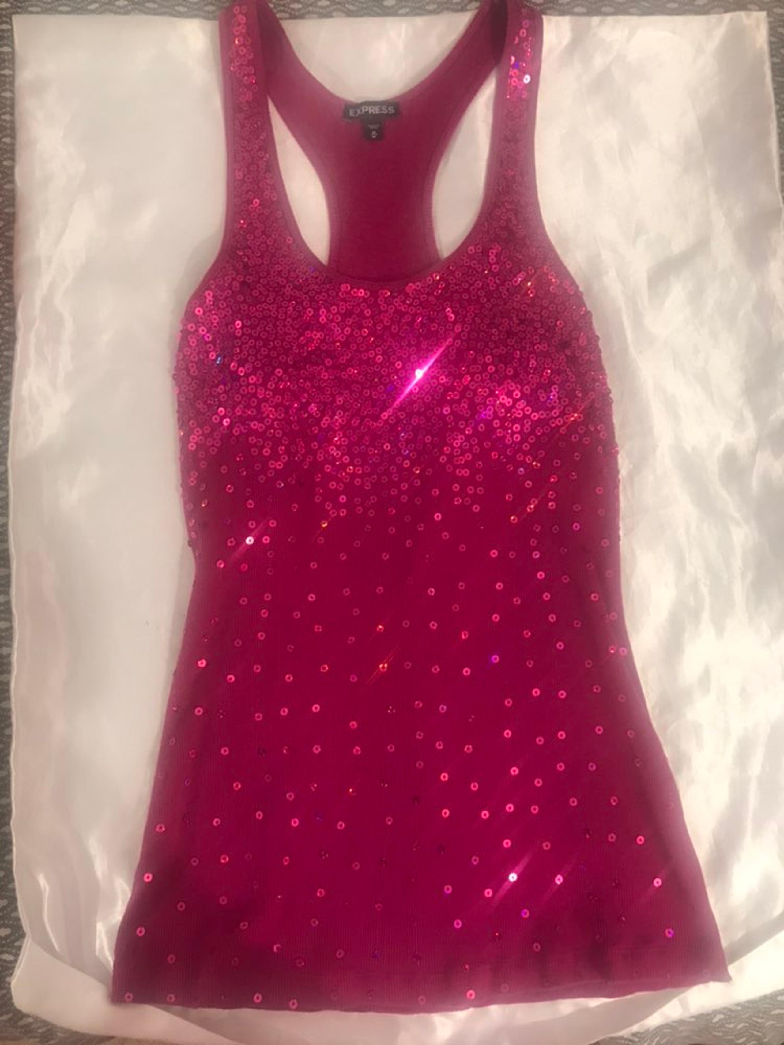 Express hot pink sequin tank top