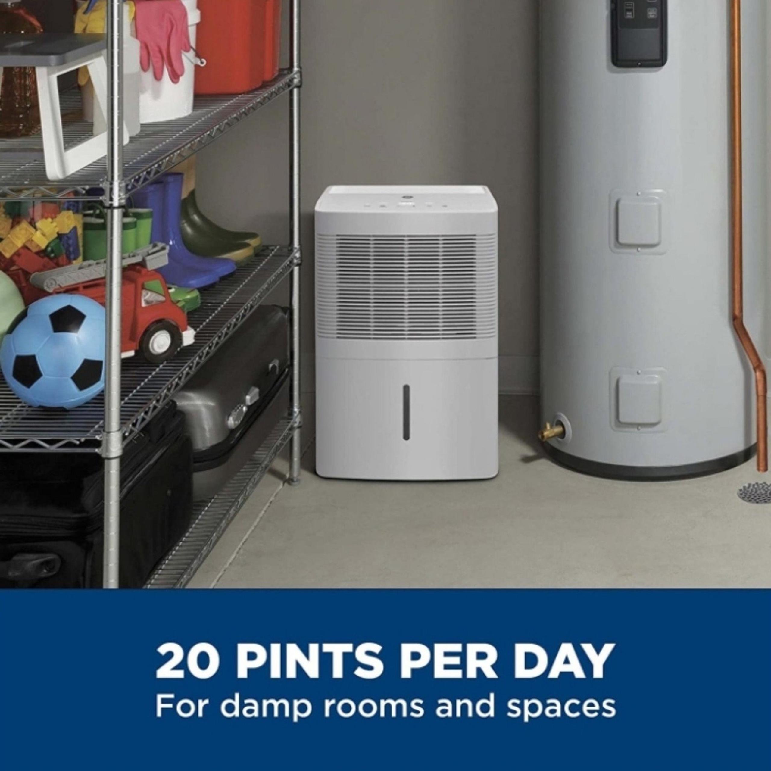 GE APPLIANCES GE Dehumidifier 20 Pint, Ideal for High Humidity Areas, Complete w