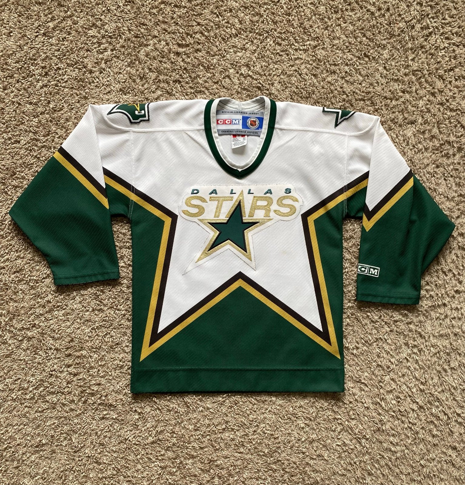 Vintage 90s Dallas Stars CCM Authentic NHL Hockey Jersey Youth Size SMALL/MEDIUM