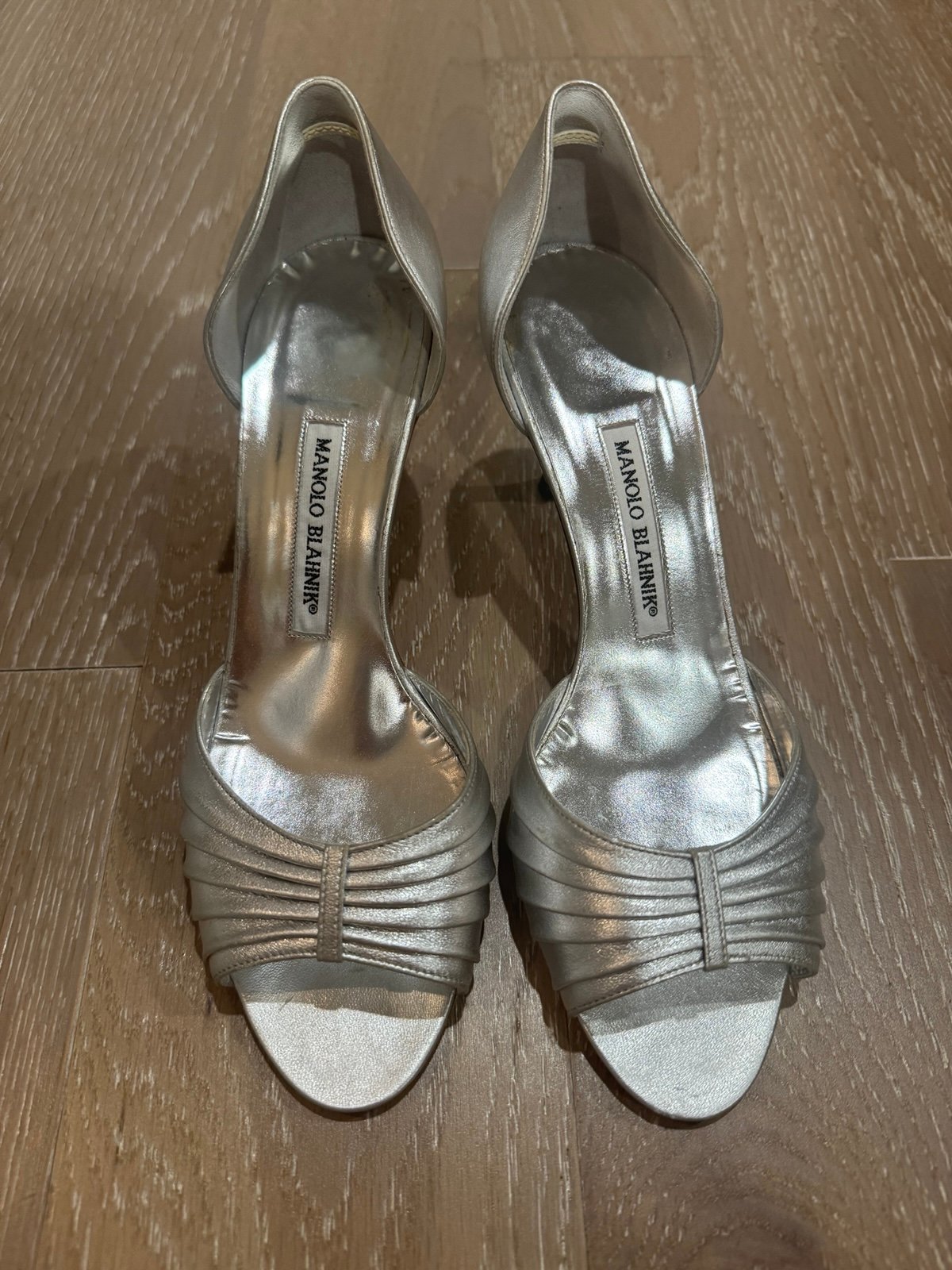Manolo Blahnik Silver Kitten Heels