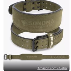 Weightlifting Belt XL - 100% Genuine Leather - Sonoma Strength Co - GREEN - S
