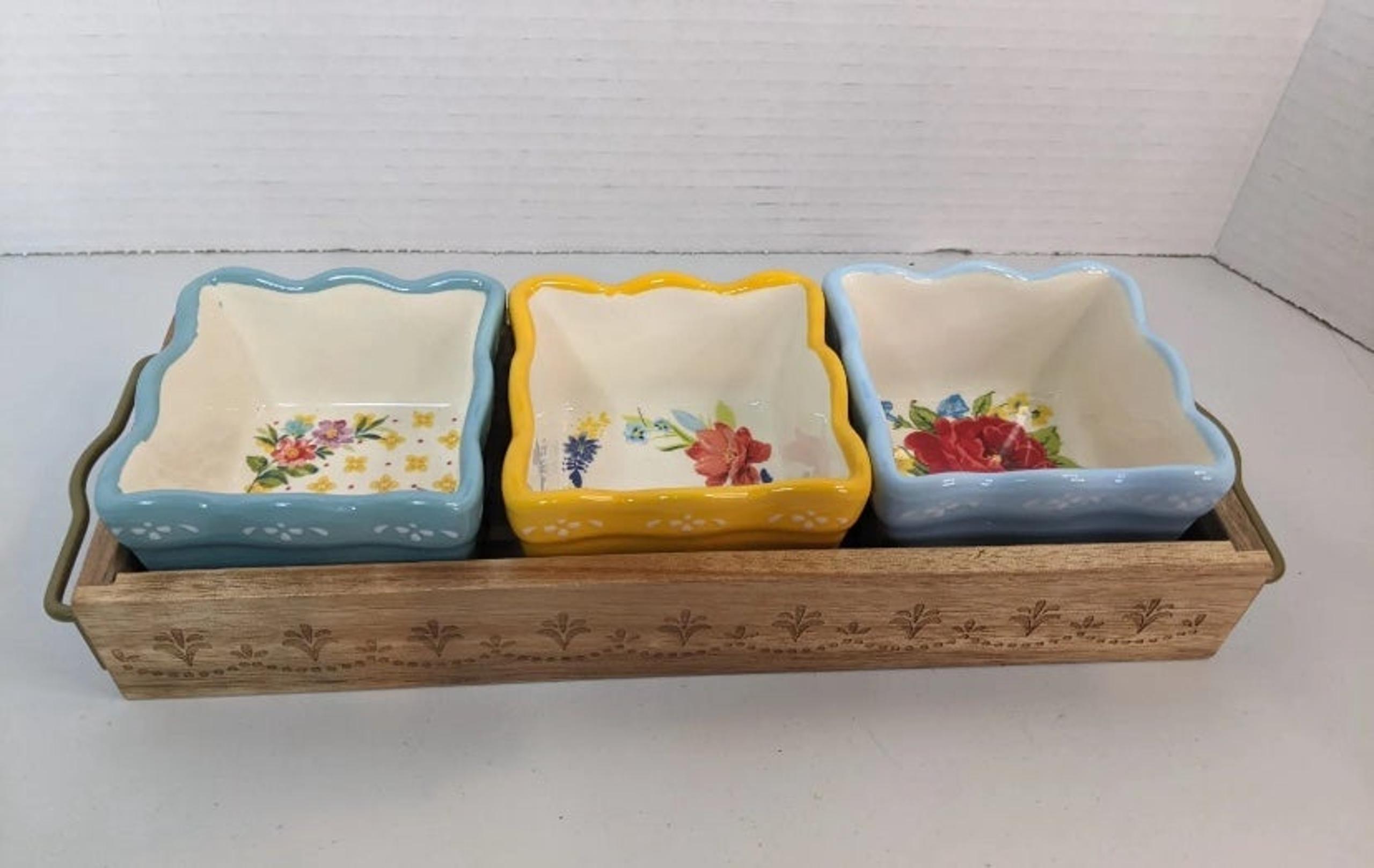 pioneer woman vintage floral set of 3 for nuts/dry fruit