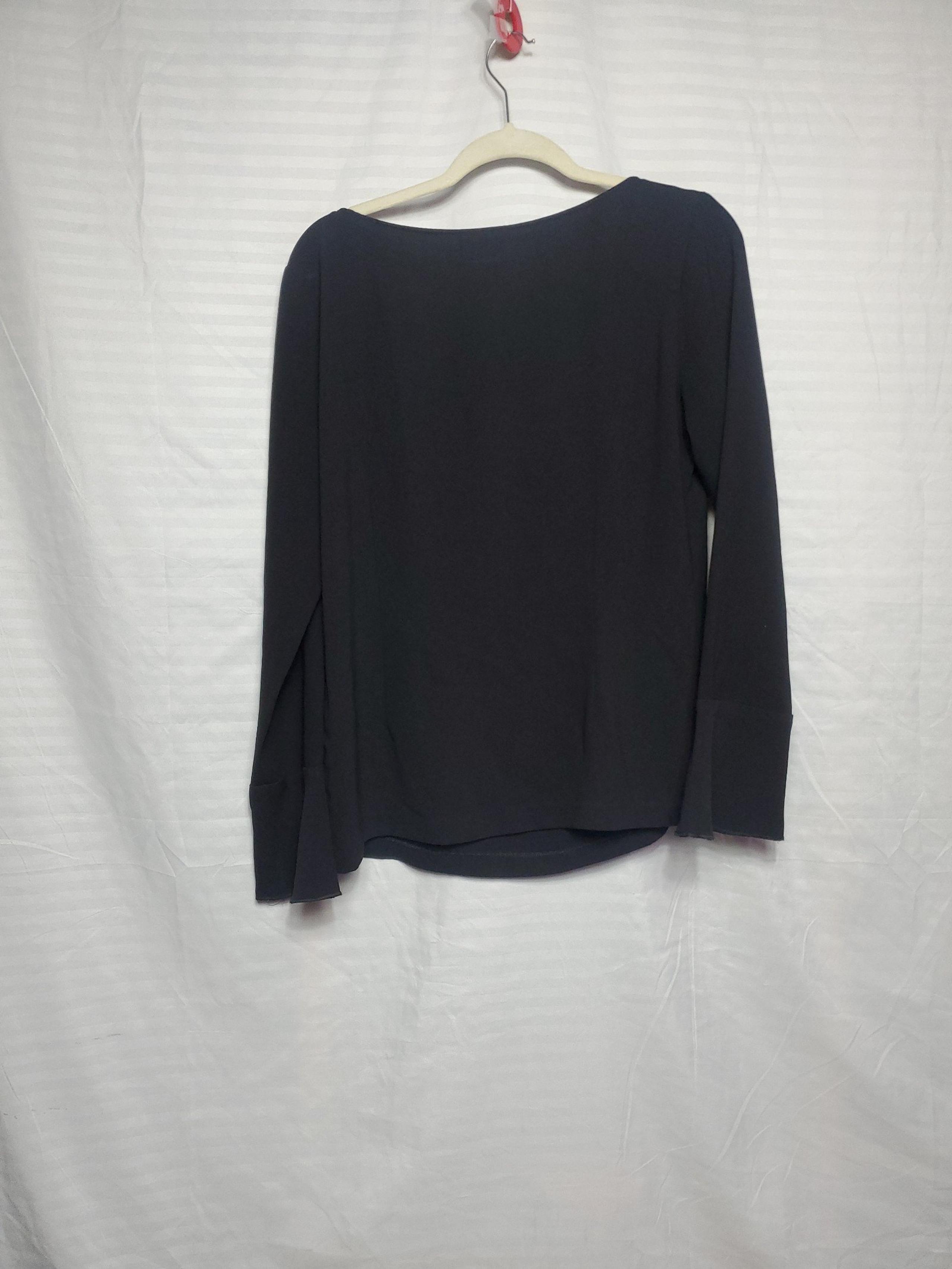 WILL SMIHT women strap tide blouse  long sleeve bell black  Size Medium