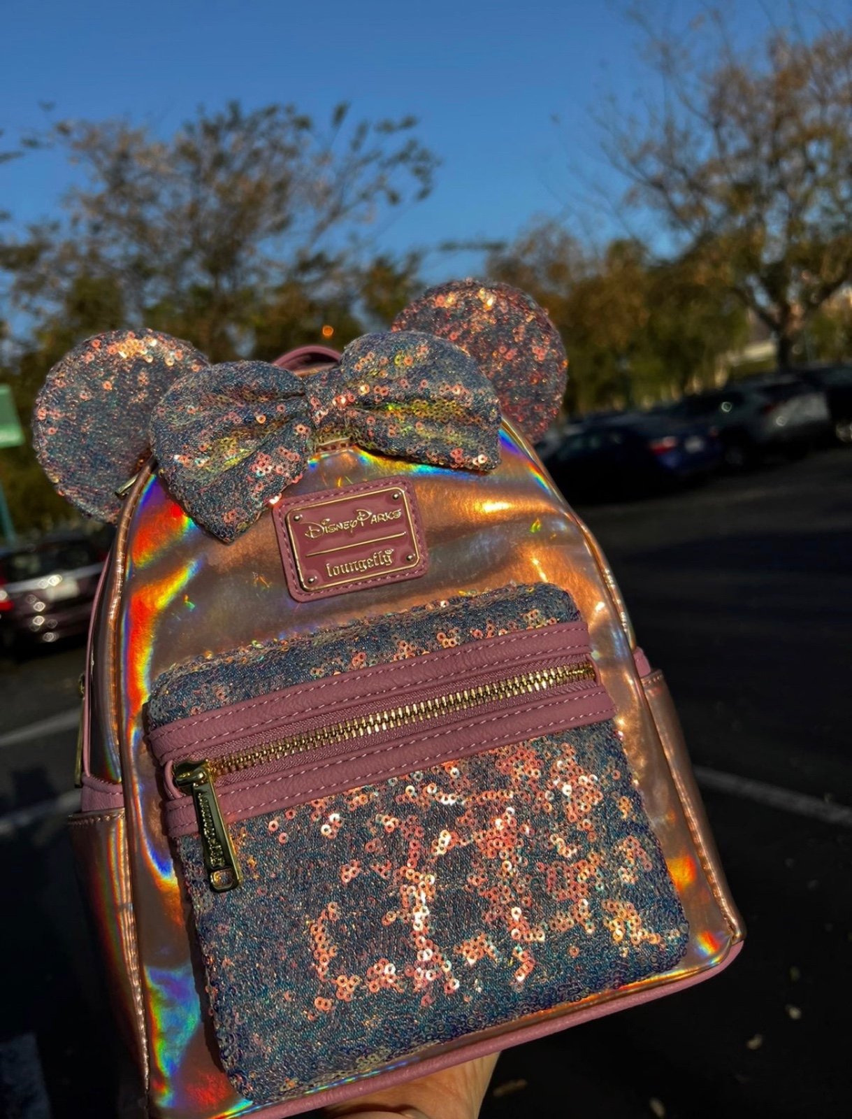 Disney Parks iridescent Sequin Minnie Mouse Loungefly