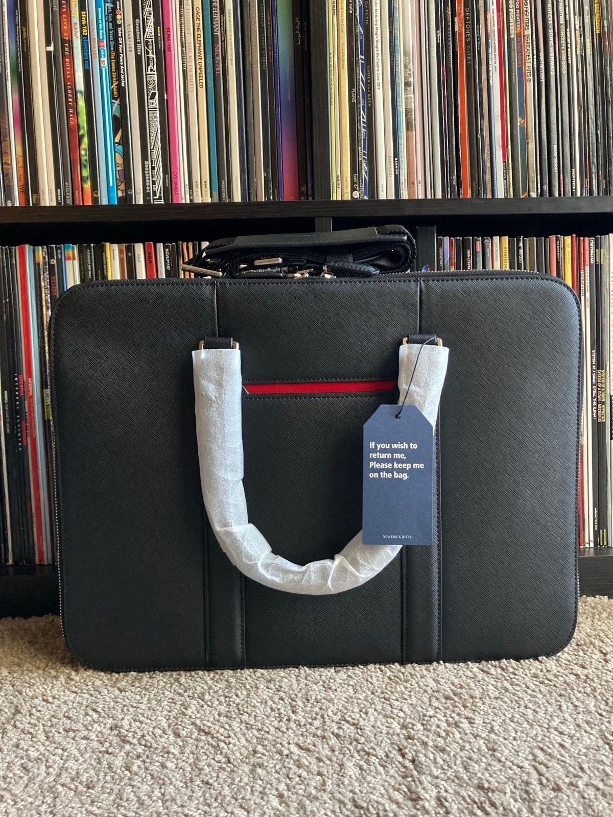 Manhattan Double-Zip Leather Briefcase Maverick & Co
