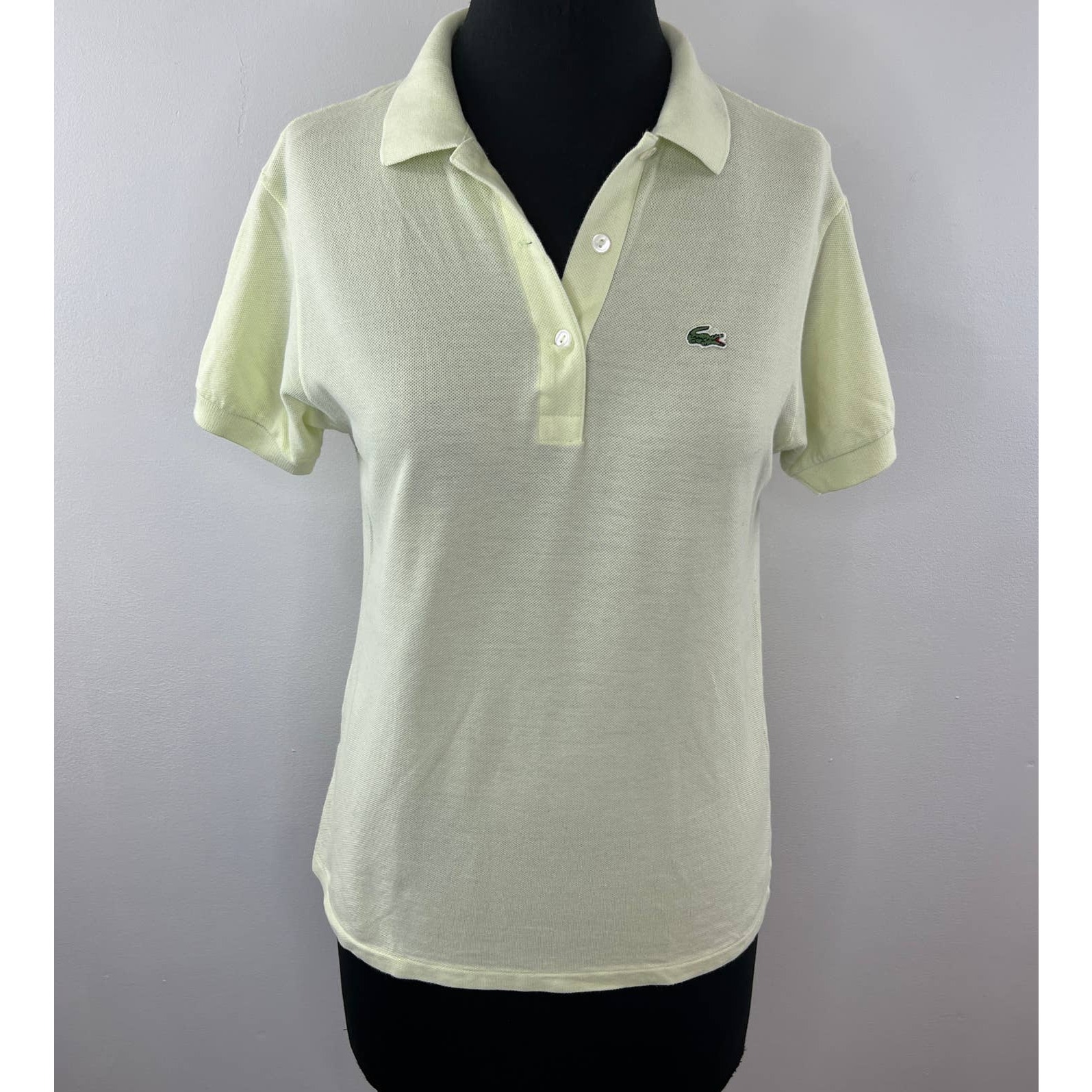 LACOSTE Yellow Pique Cotton Short Sleeve Polo Shirt Top Preppy Women's 6 FRANCE