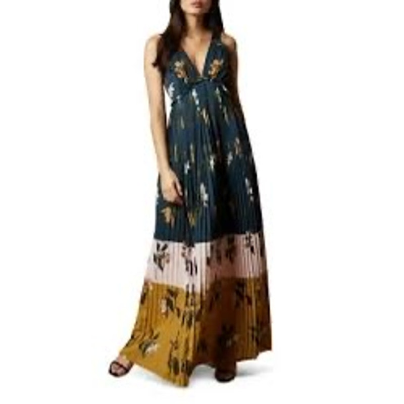 NWT Ted Baker KAYLARE Savannah, floral, print, pleated maxi dress, size 2