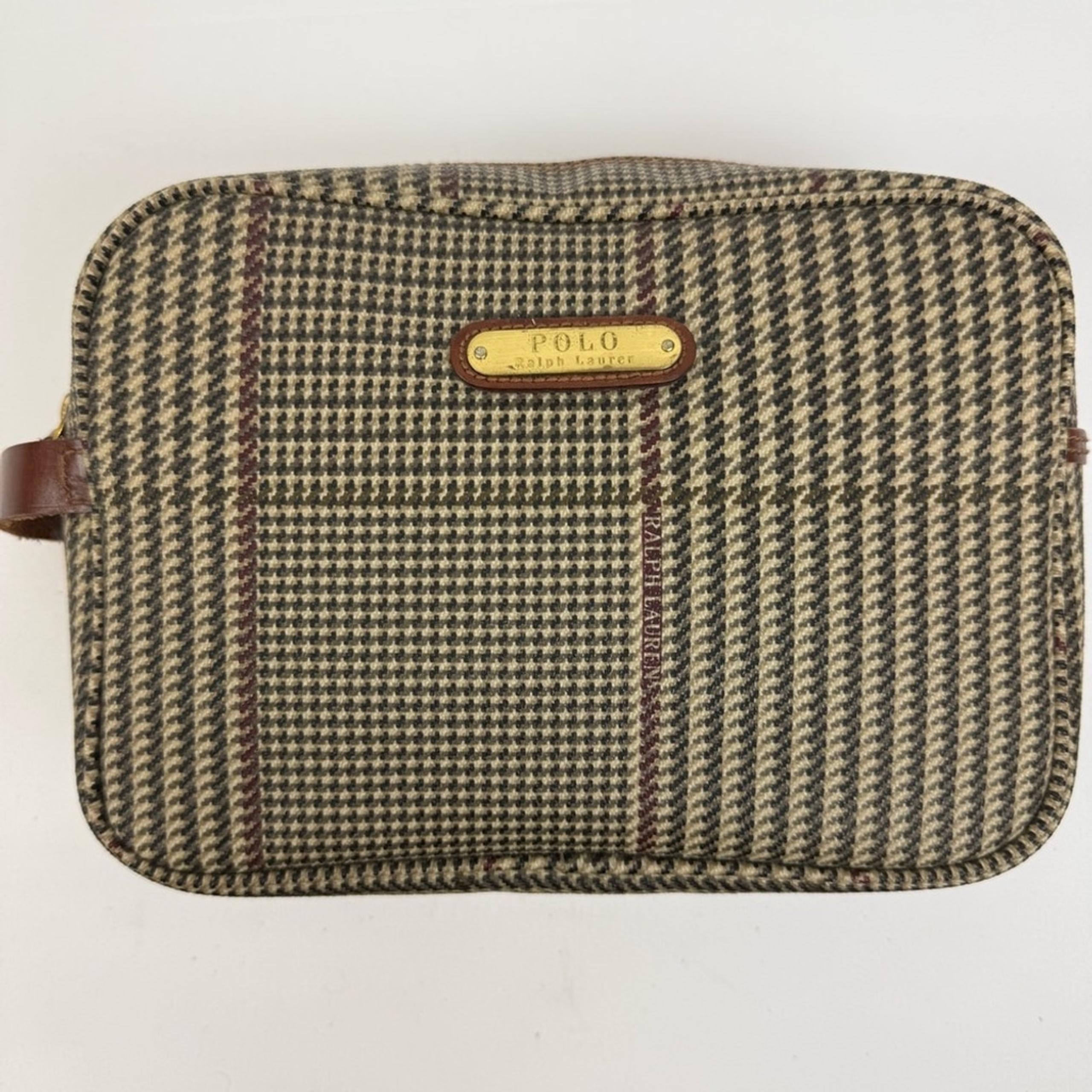 Vintage Polo Ralph Lauren Travel Cosmetic Toiletry Bag Houndstooth Brown Men’s
