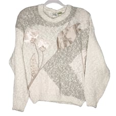 Vintage Colleens Collectables Womens Size L Satin Flower Pullover Sweater