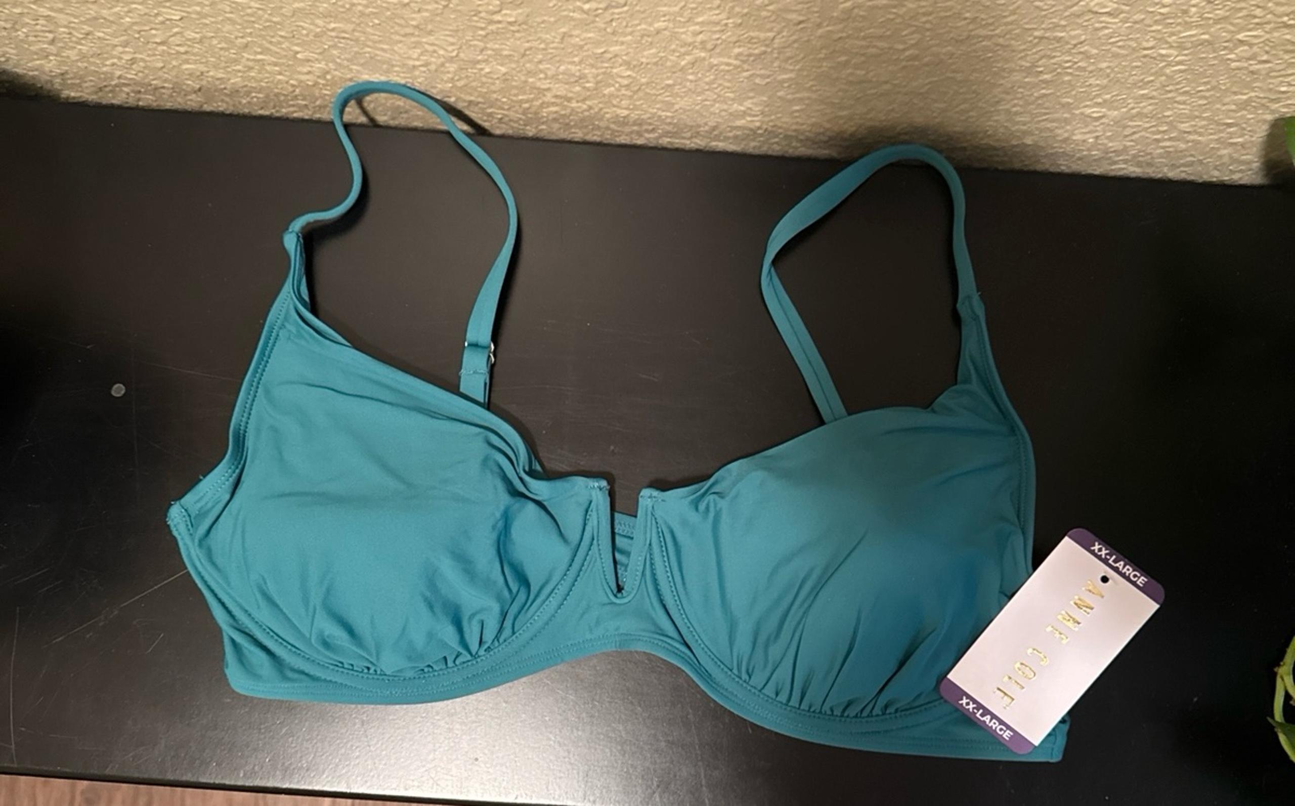 New Anne Cole XXL Limited Edition Ocean Green Swim V-Wire Bikini Top