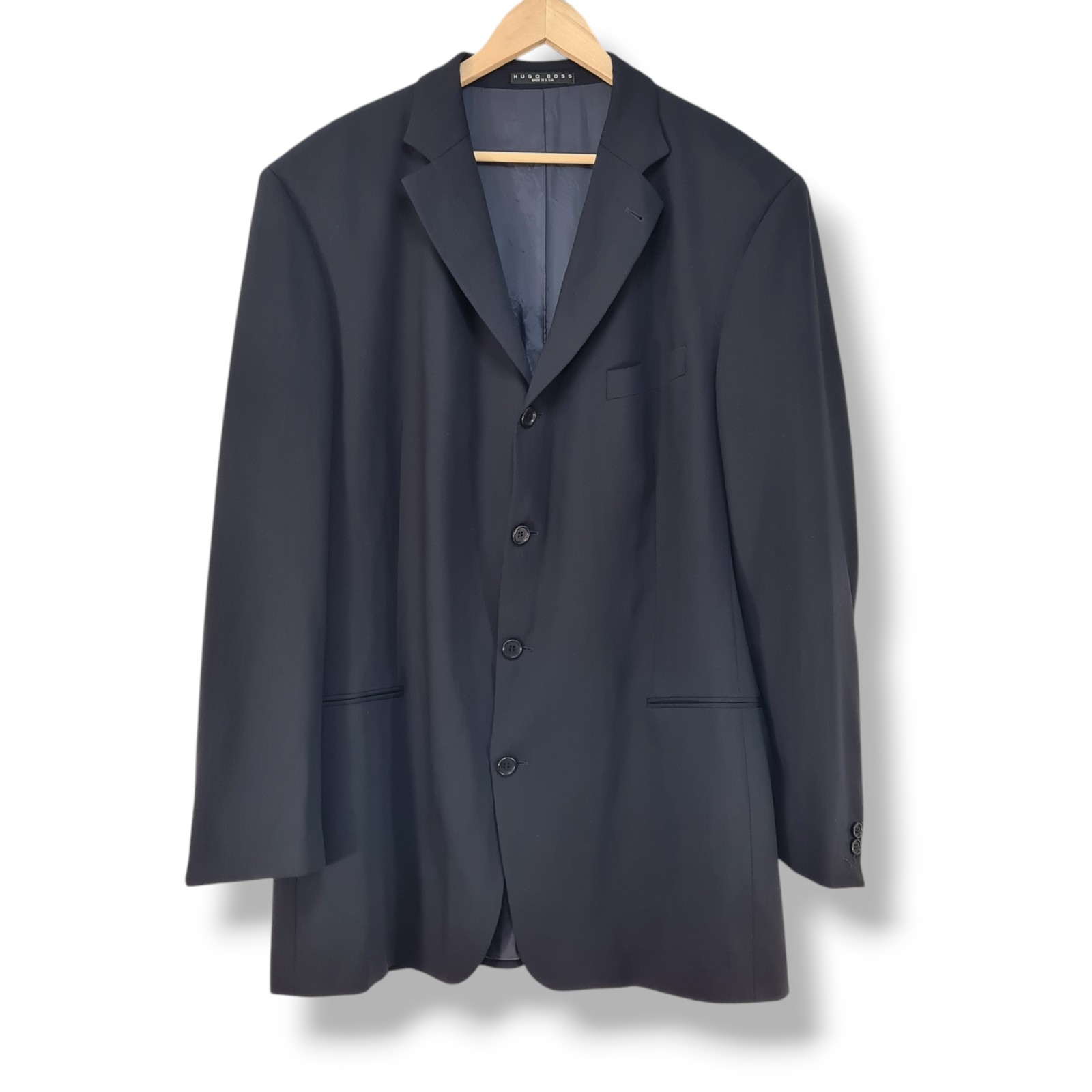 Vintage Men’s HUGO BOSS USA Sokrates Sigma Wool 4 Button Navy Blazer Jacket 48L