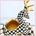 Mackenzie Childs Christmas Decor Courtly Check Reindeer Planter NEW