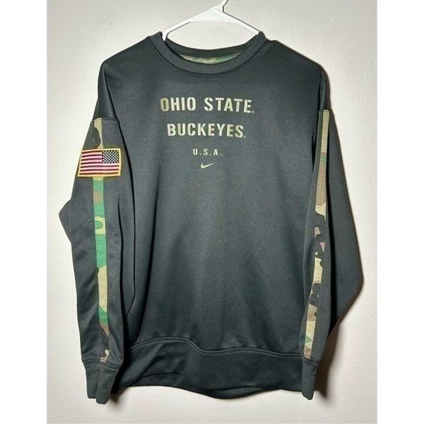 Ohio State Buckeyes Nike Onfield Salute to Service Black & Camo Sweatshirt Sz M