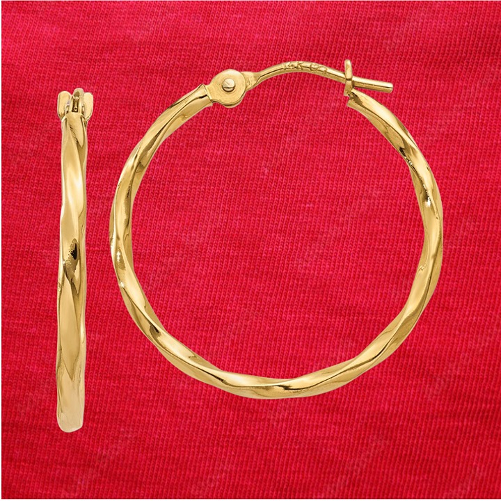 14k Twist Hoop Earrings