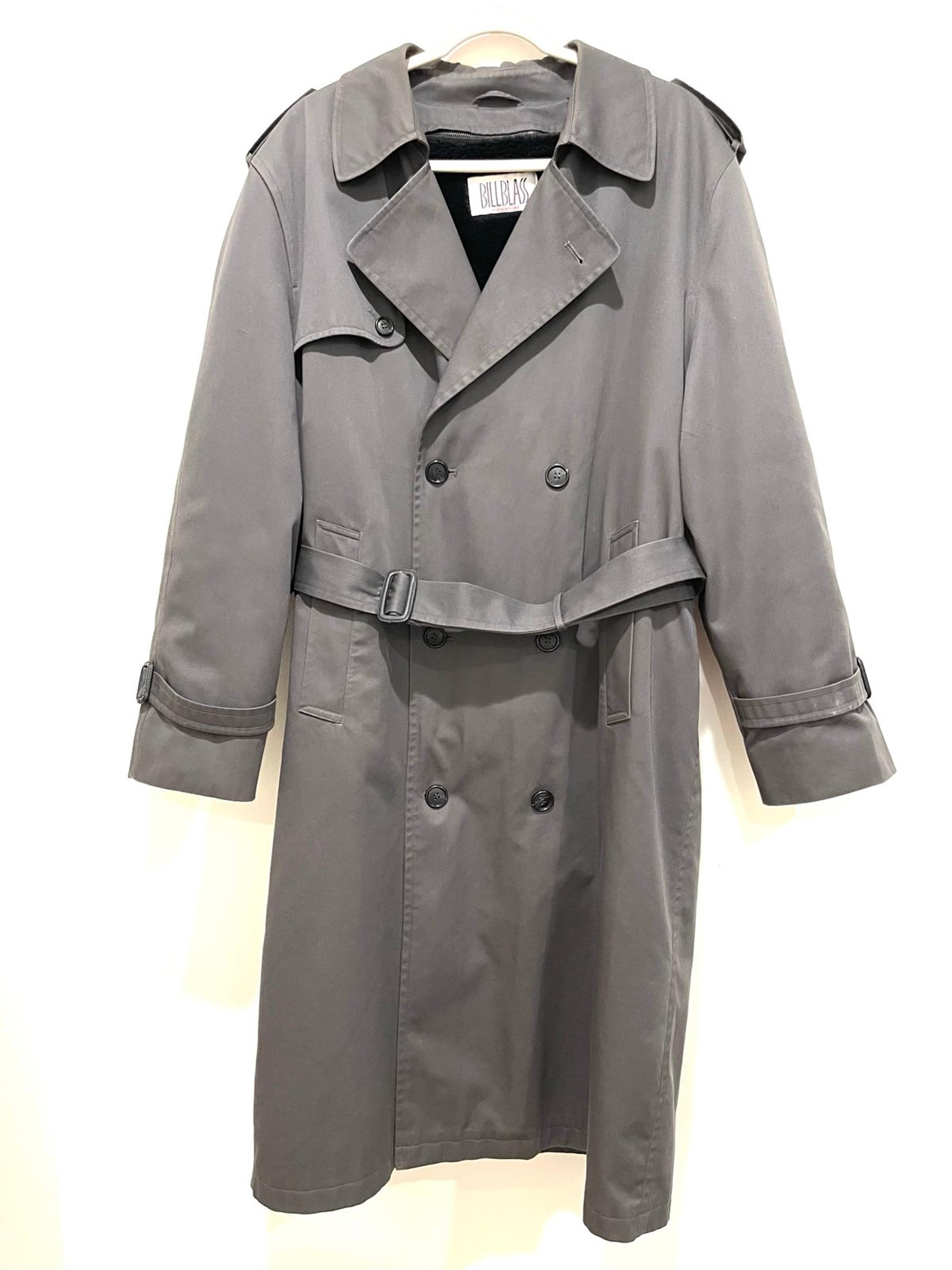 Bill Blass Men’s Gray Double Breasted Removable Liner Belted Trench Coat 42 Reg