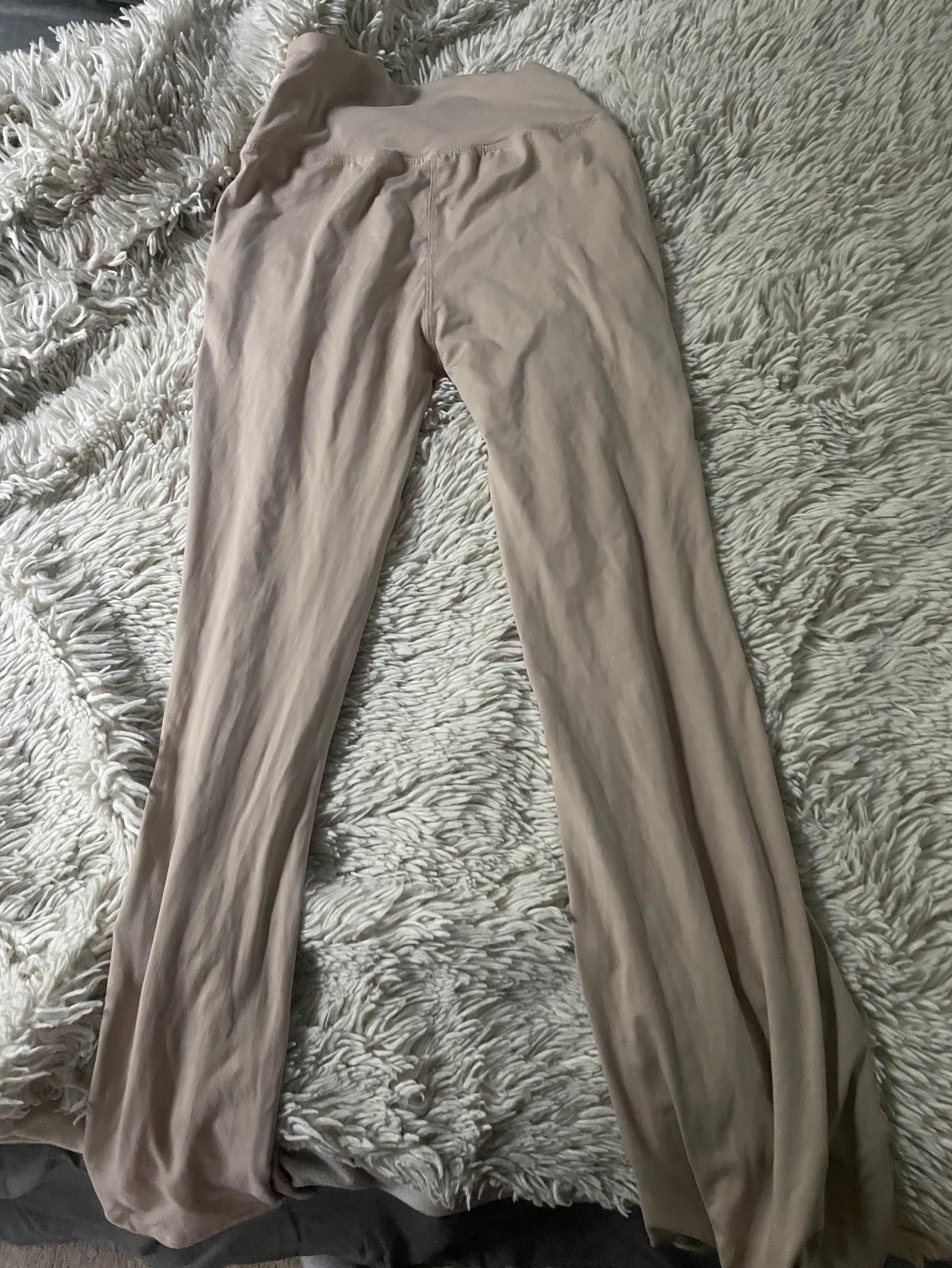 Beige flared leggings womens
