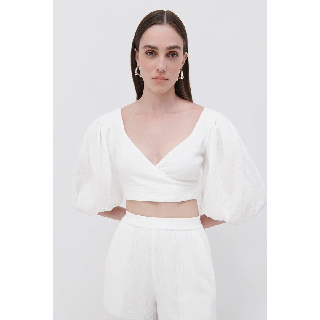 NWT MSRP245 Jonathan Simkhai Mila Gauze Coverup Top sz S