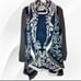 Anthropologie Sleeping on Snow Navy White Gray Open Cardigan Sweater