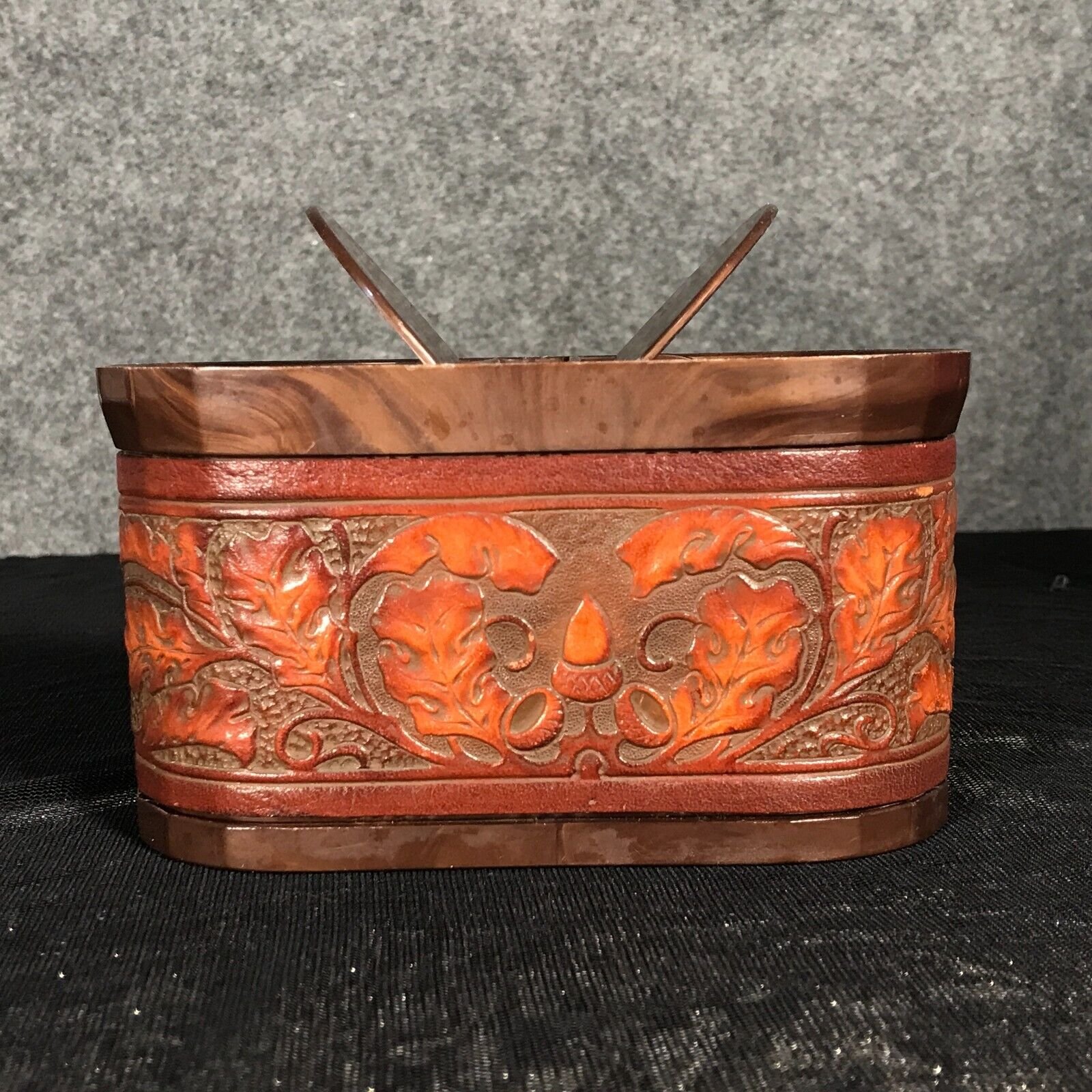 Vintage Fliparette Cigarette Holder Case Dispenser Tooled Leather Celluloid