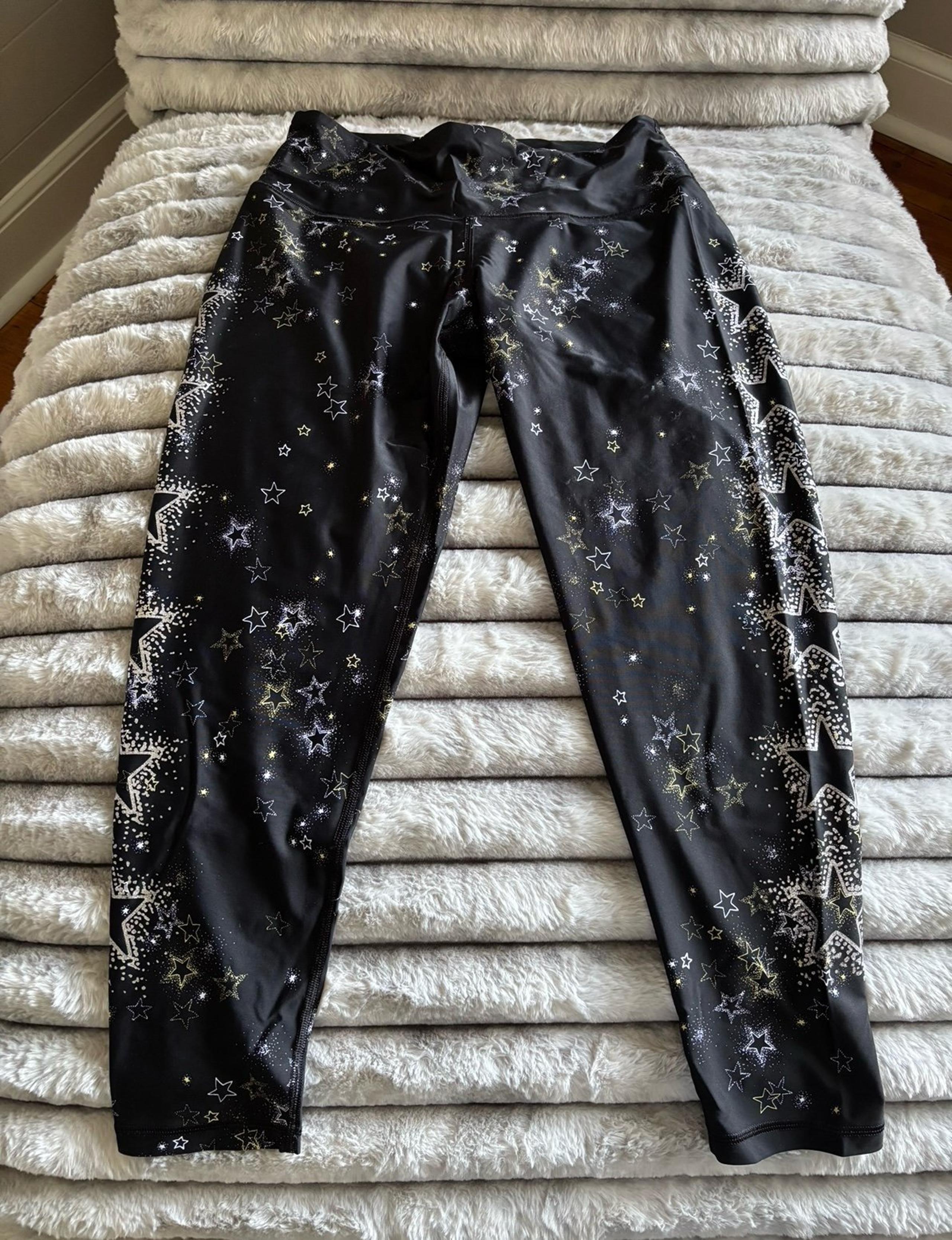 Victoria's Secret Sport Star Legging Tight Black Glitter Stardust Women's Size L
