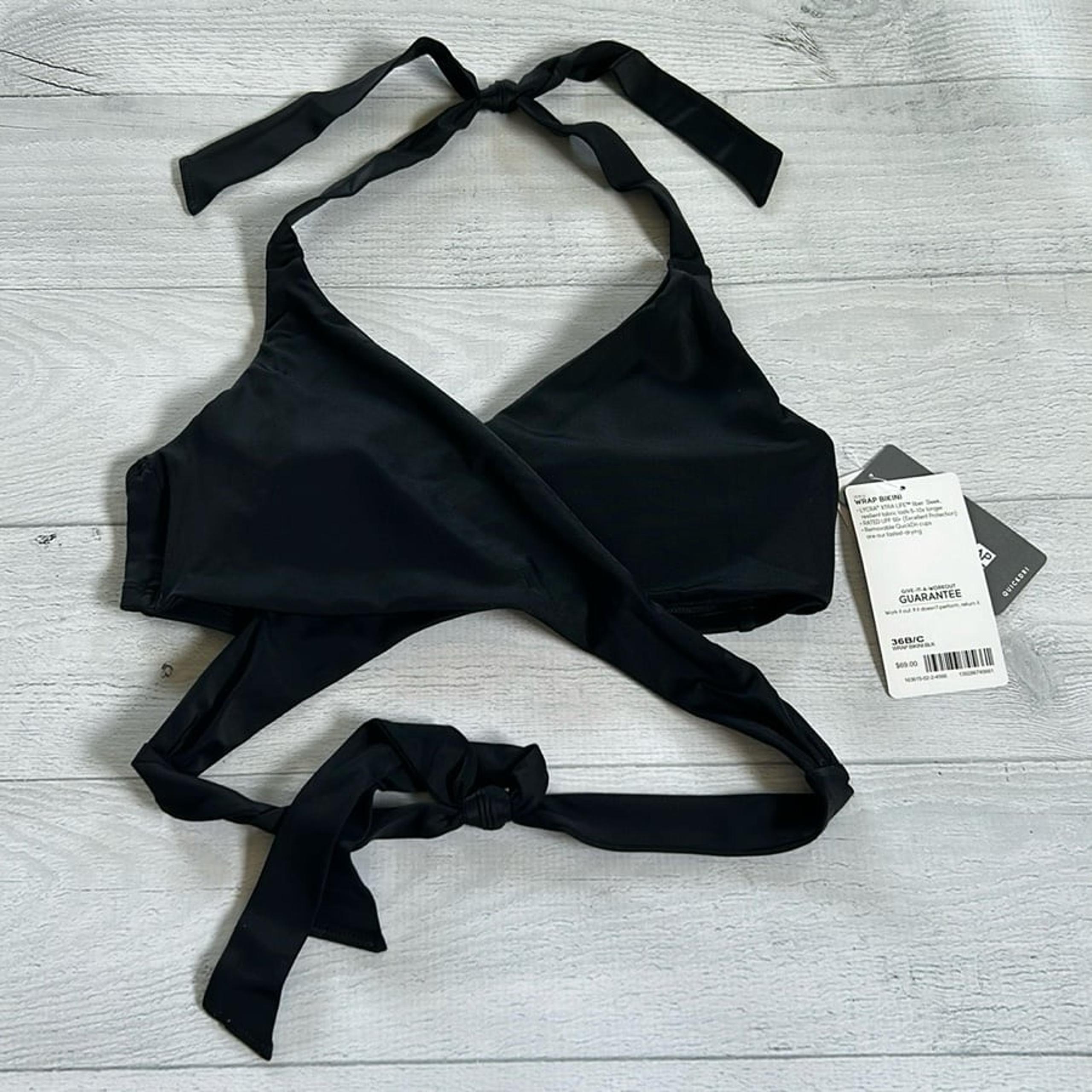 Athleta Wrap Bikini Top Sz 36 B/C Black NWT