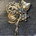 Silver and Light Blue Flora Beaded Brooch Pin