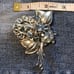 Silver and Light Blue Flora Beaded Brooch Pin