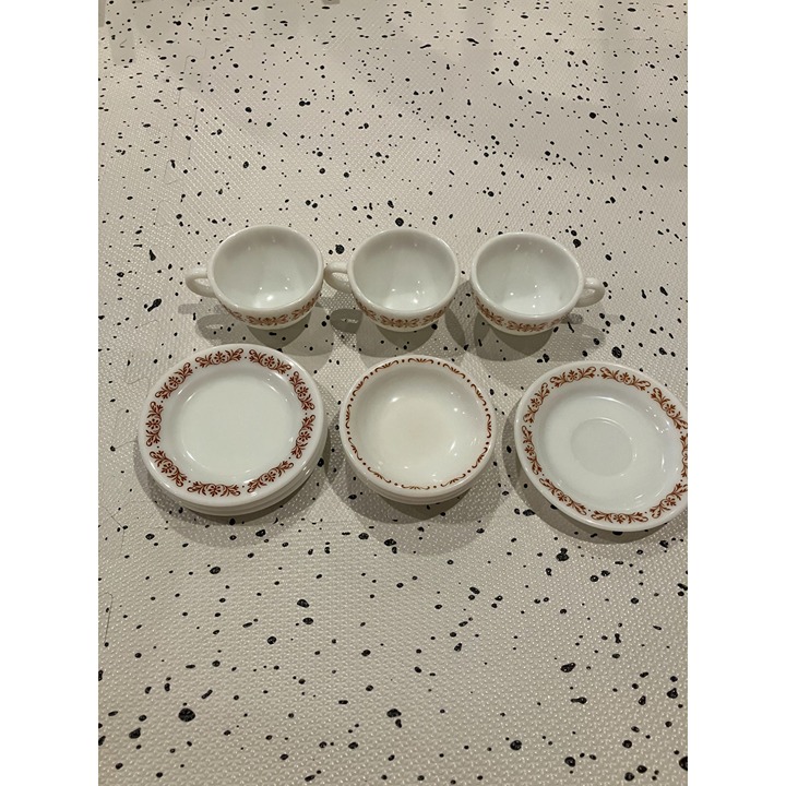 Pyrex Vintage Copper Filigree Milkglass, Lot of 10 Pieces