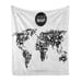 Octopus World Map Ambesonne Black White Art Soft Flannel Fleece Throw Blanket Pl