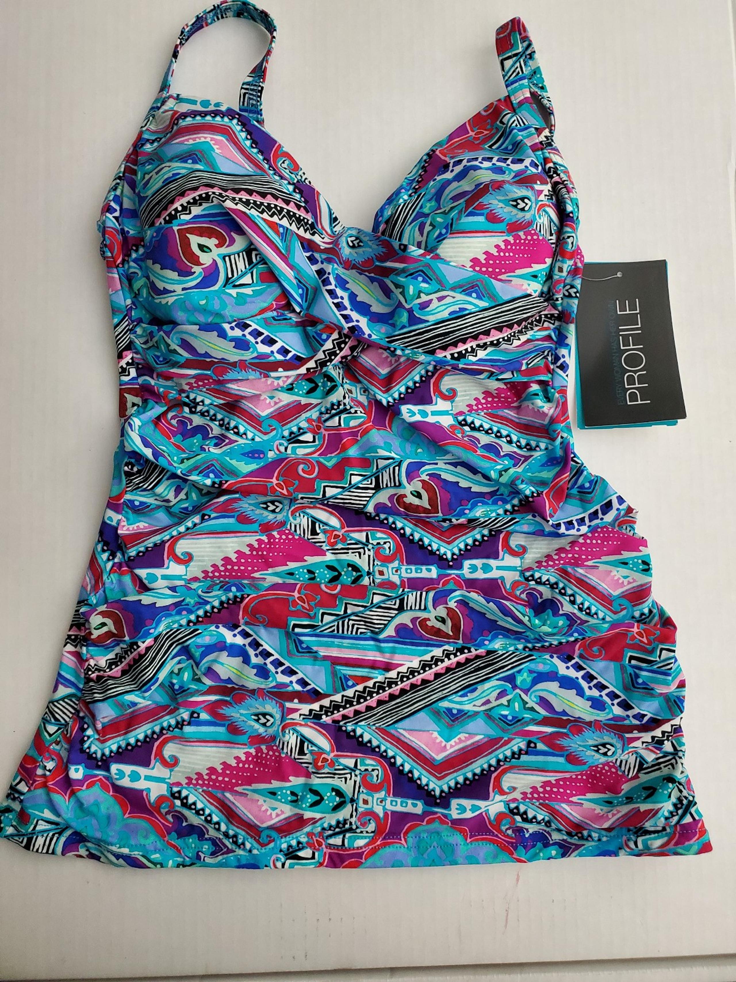 Profile By Gottex Multicolored Tankini Swimsuit Top