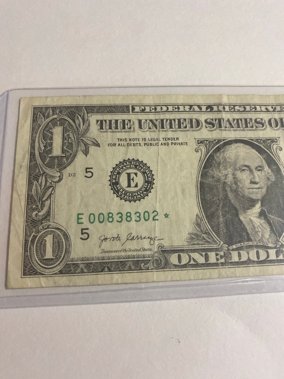 1 Dollar Bill Star Note