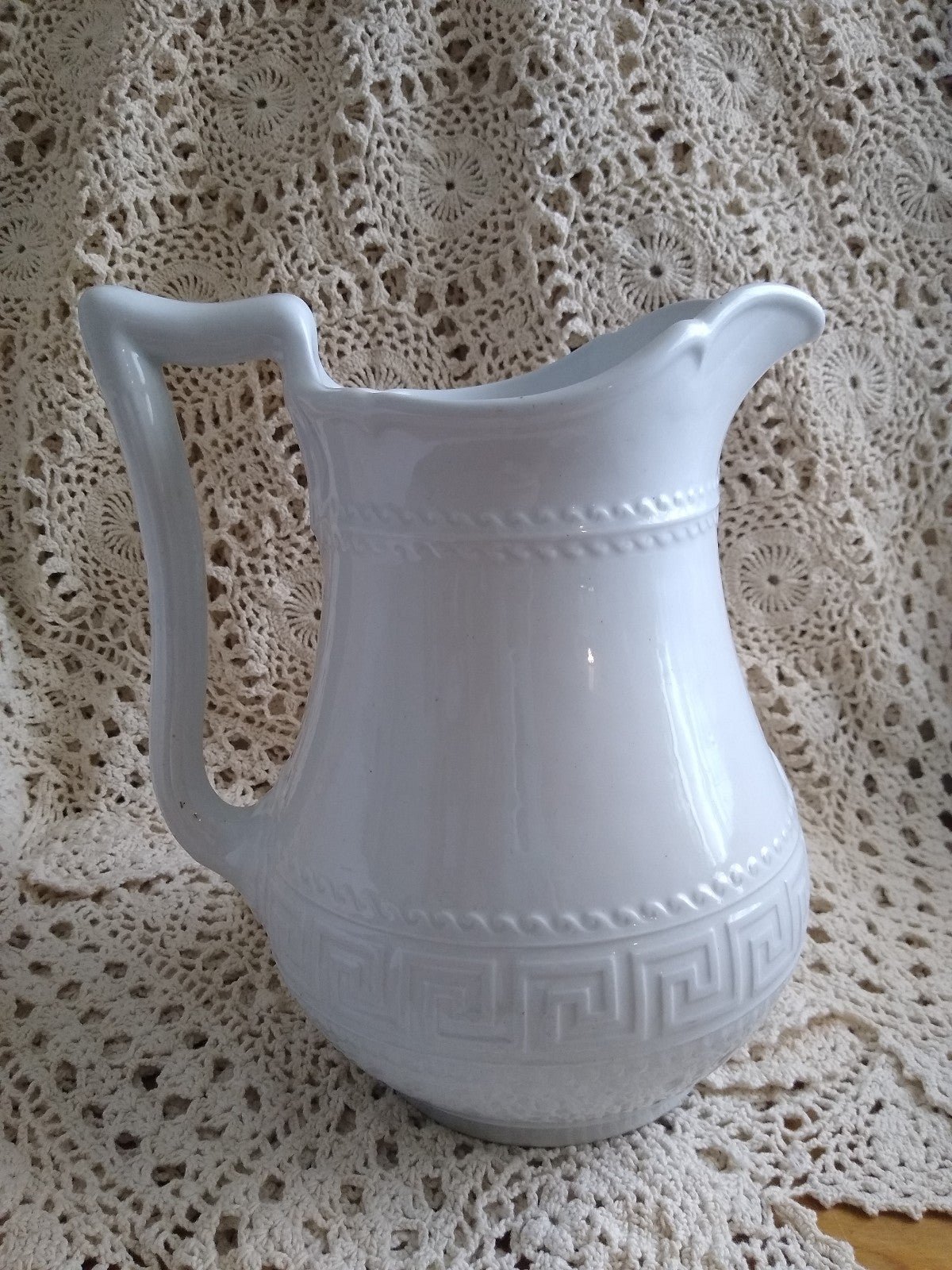 RARE Antique Ironstone Elsmore & Forster Greek Key Olympic Ewer