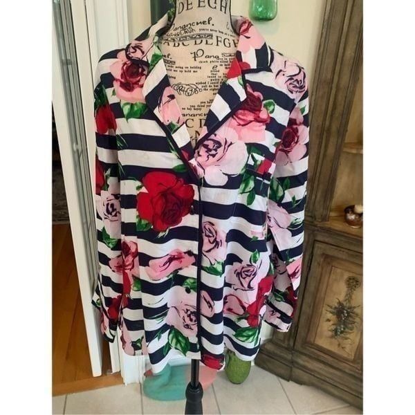 Kate Spade Floral Striped PJ Top