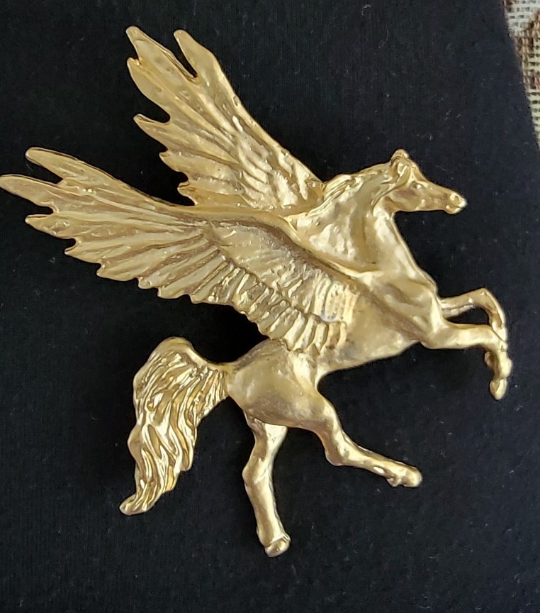 Stunning, Magnificient Ann Hand Pegasus Brooch Lapel Pin or Scarf Pin