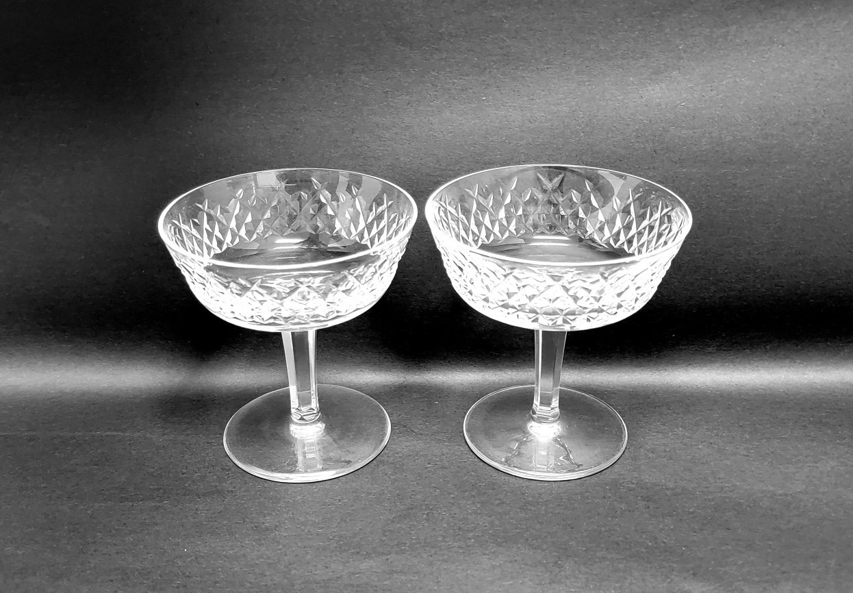Vintage Waterford Crystal Champagne Glasses/Alana Pattern/Marked/Set of 2