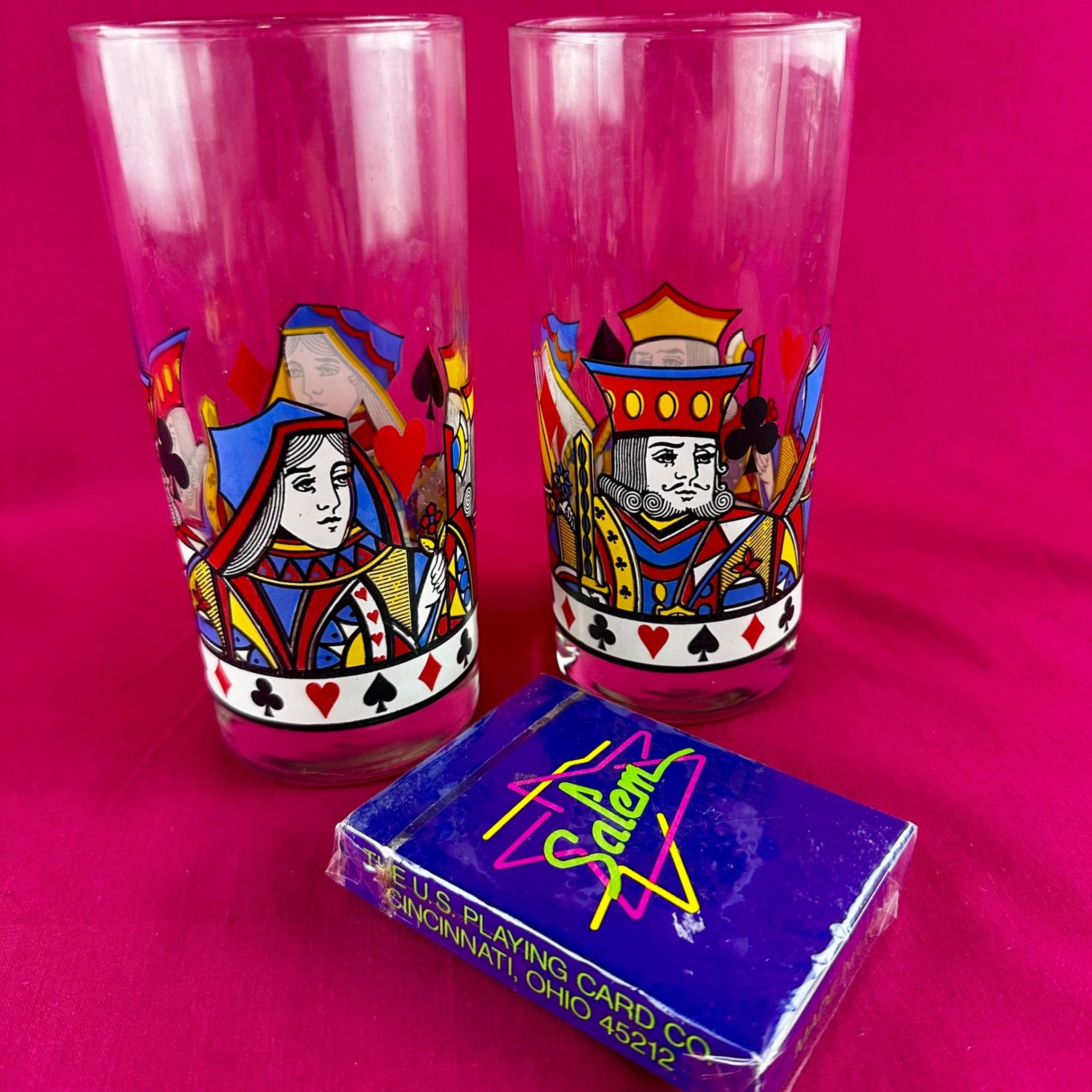 Vintage Game Night Bundle 2 80s Playing Cards Glasses 90s Salem Cigarettes Deck