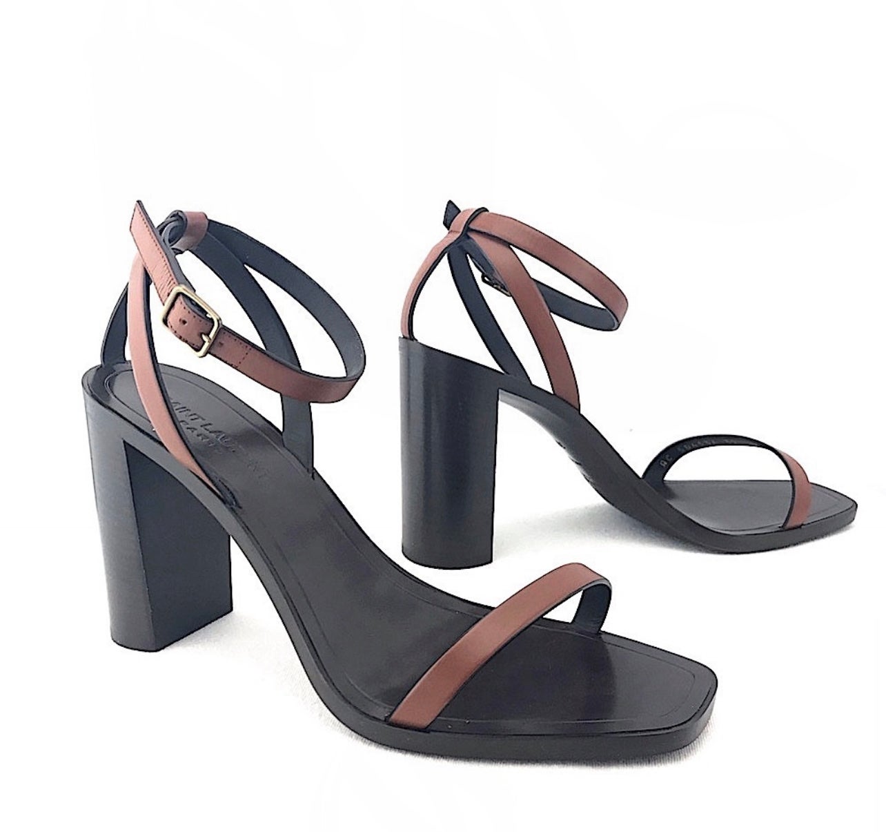 Saint laurent paris Lou Lou brown leather block heel sandals