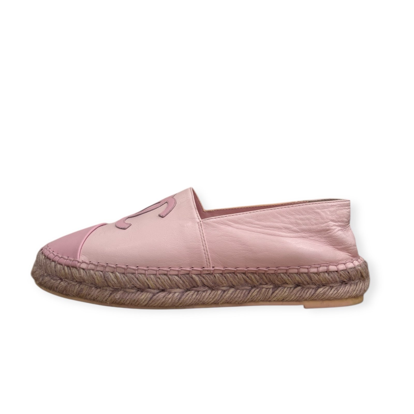 CHANEL Lambskin CC Espadrilles 39C Light Pink