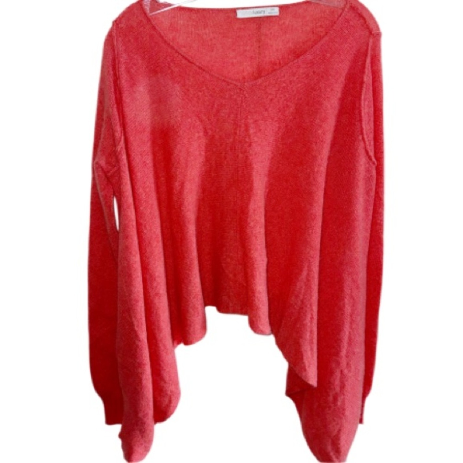 Subtle Luxury Cashmere Coral 100% V-Neck Travel Sweater Poncho S/M