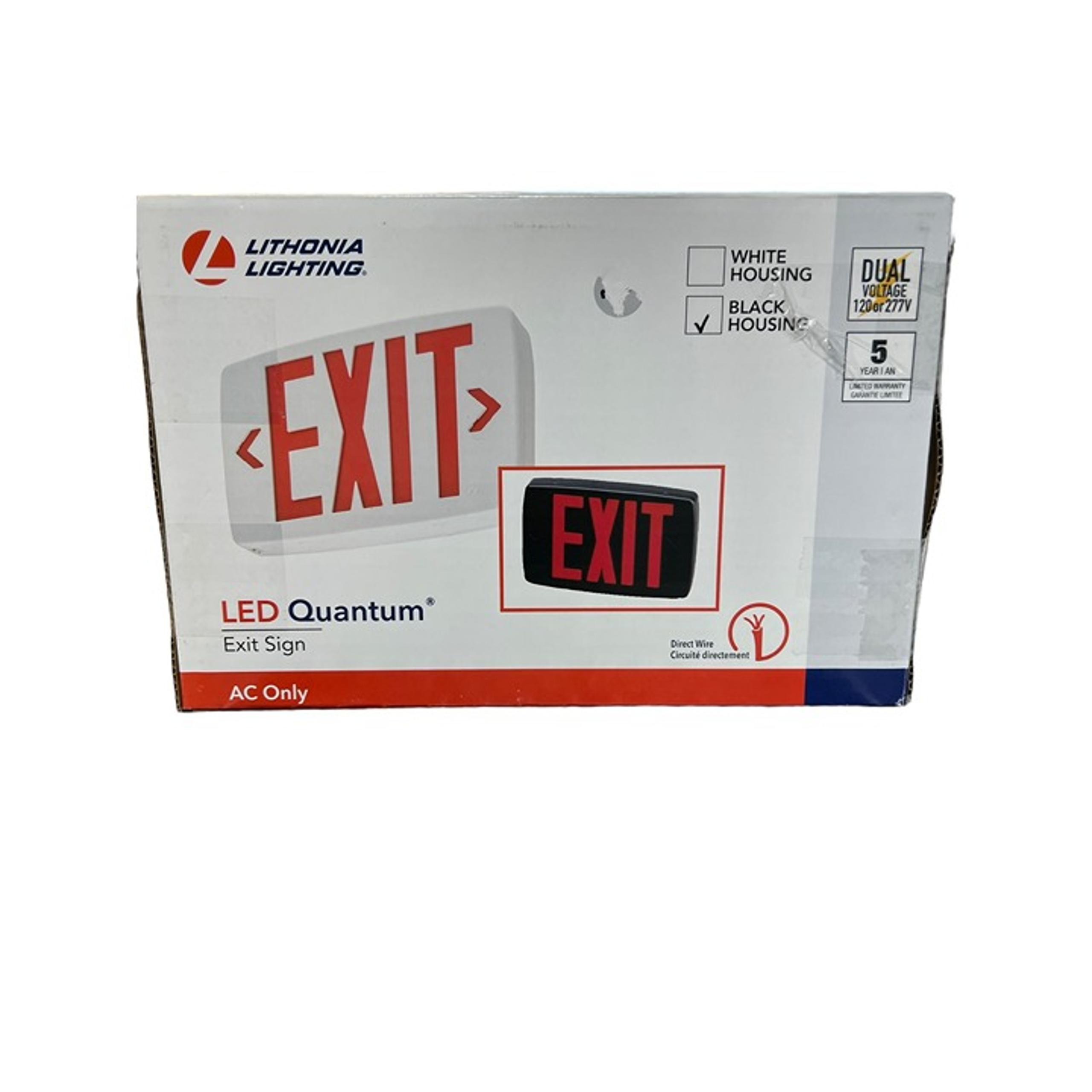 Lithonia Lighting LED Quantum Exit Sign Black Housing Direct Wire 427497 NEW