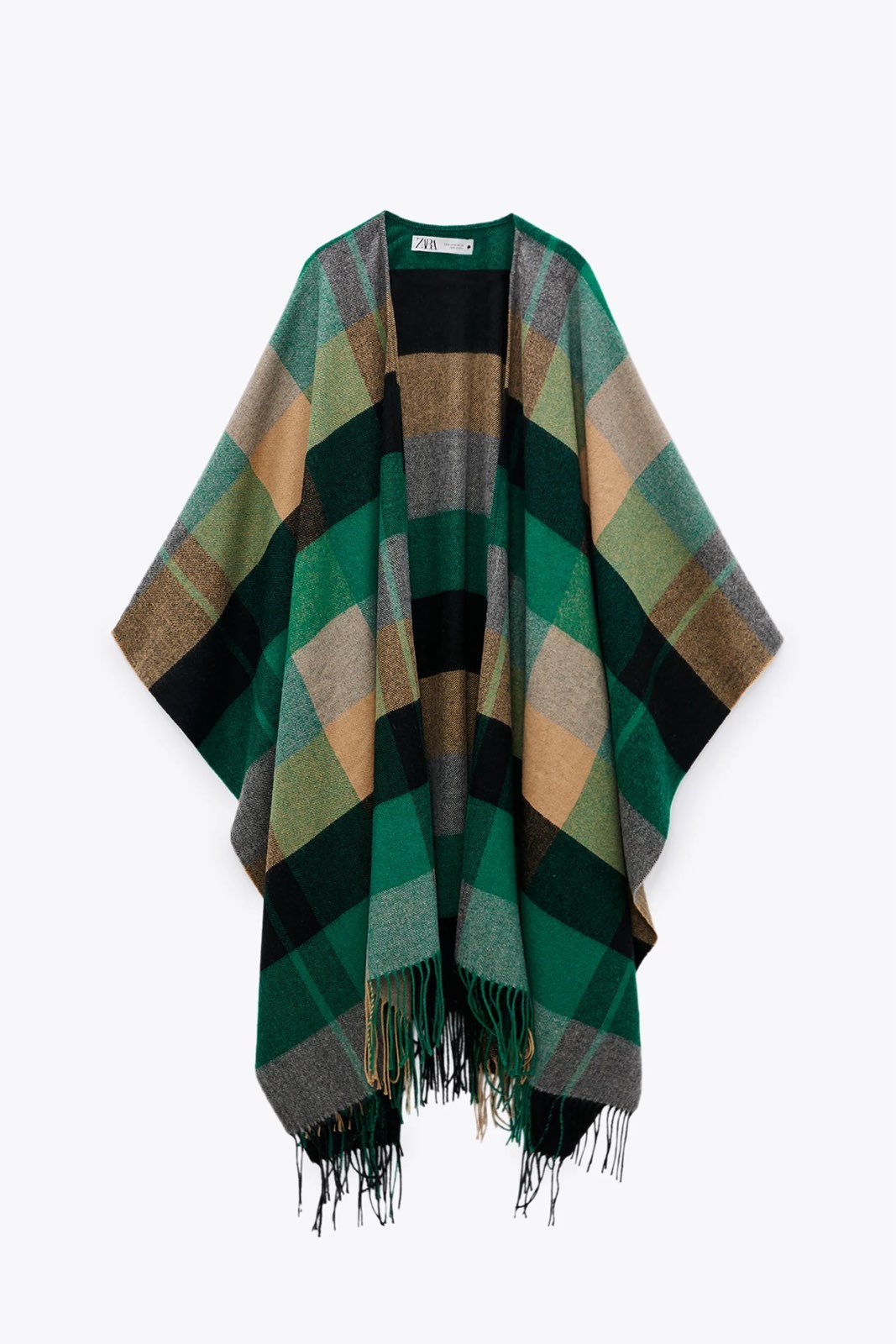 Green Plaid Cape Poncho- Medium New Jacket
