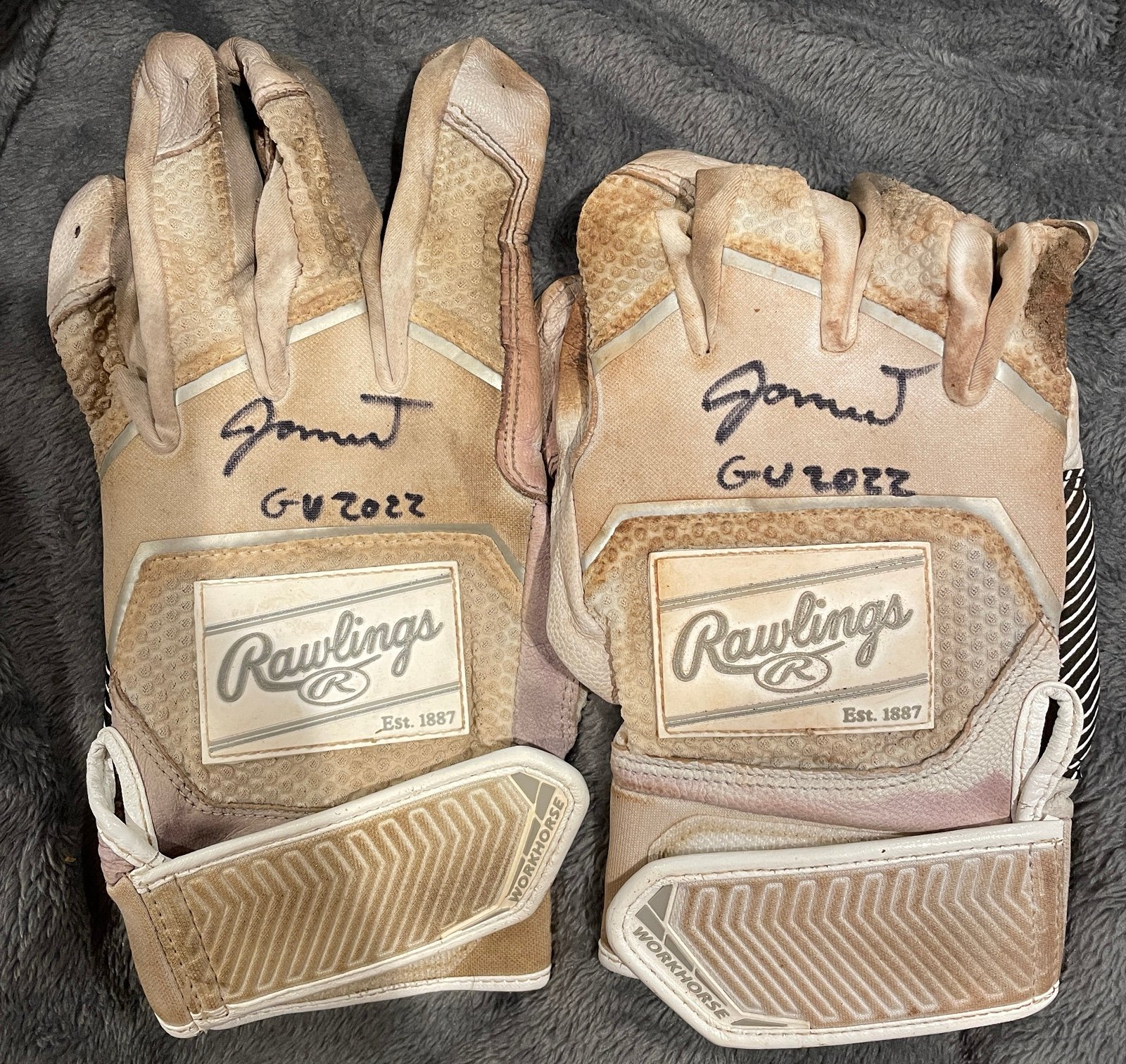James Triantos Game Used Autographed Signed Batting Gloves Chicago Cubs