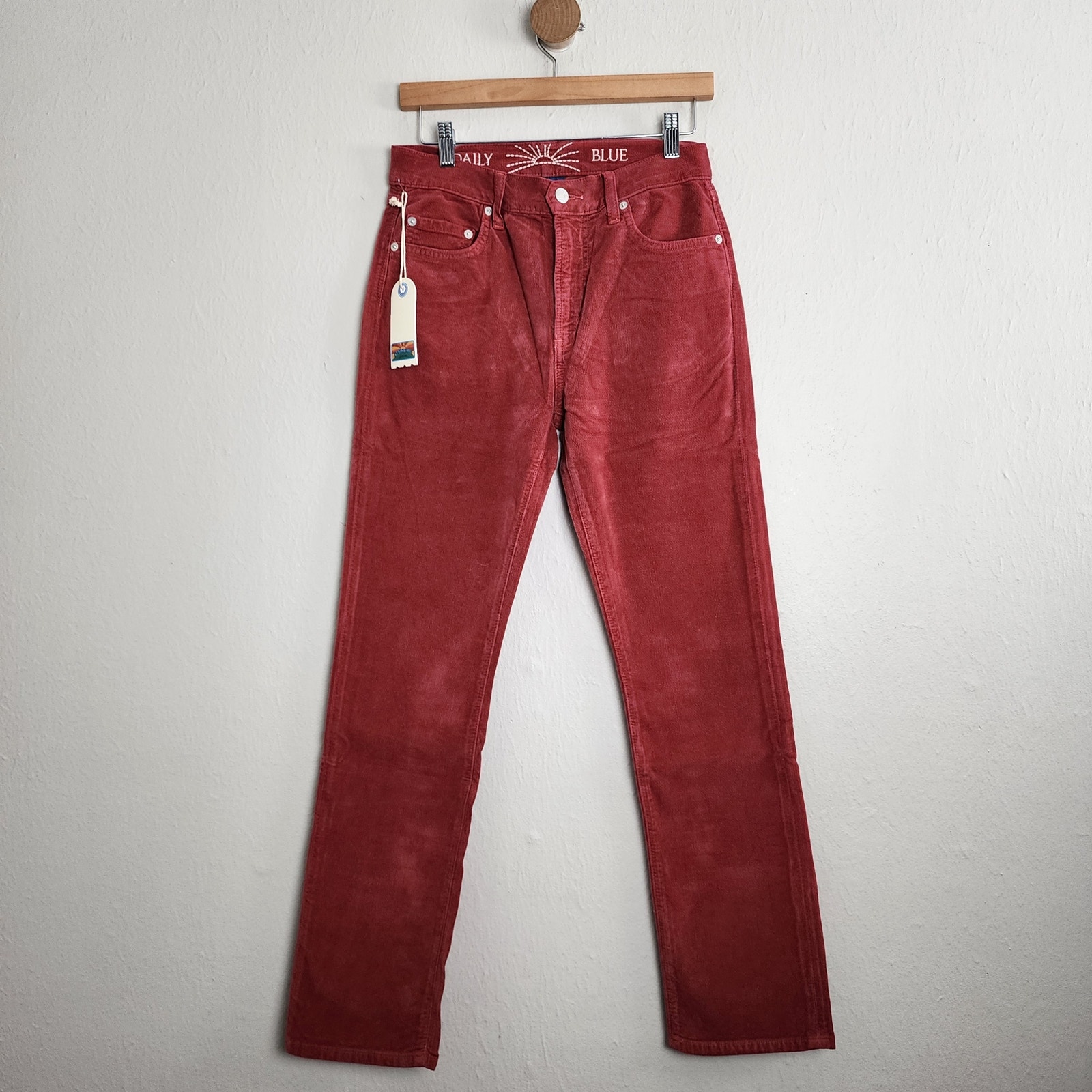 NWT Daily Blue by Adriano Goldshmied Manya Red Corduroy Straight Leg Jeans Swing