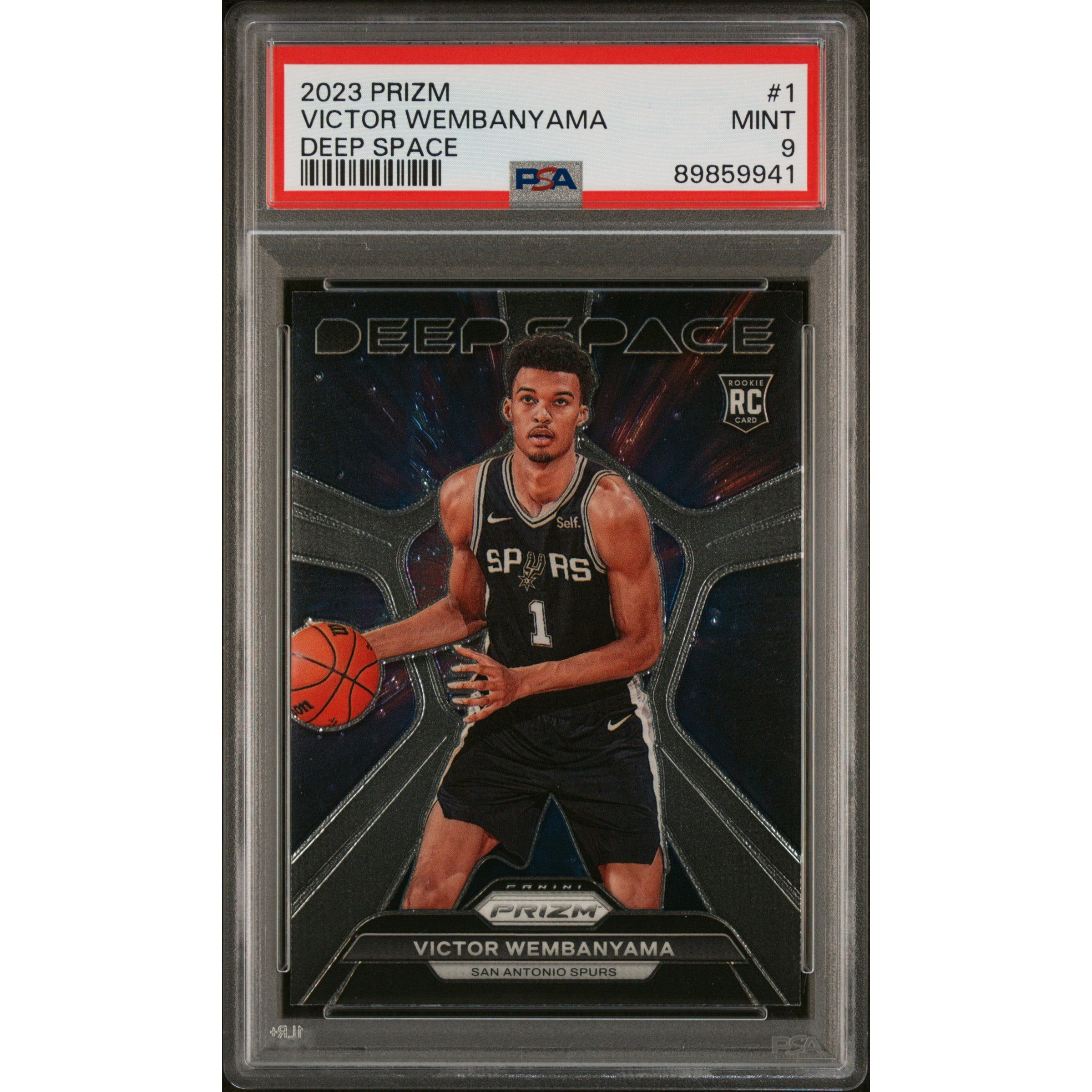 Graded 2023 Panini Prizm Victor Wembanyama #1 Deep Space Rookie Card PSA 9